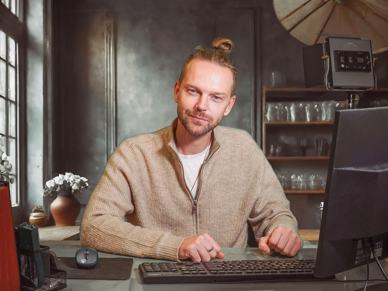 man, desk, computer, adult, blond, pc, desktop, studio, study, studying, learning, typing, working, office, work, business, online, technology, handsome, male, internet. How California AB 5 affects creator classification and contractor status