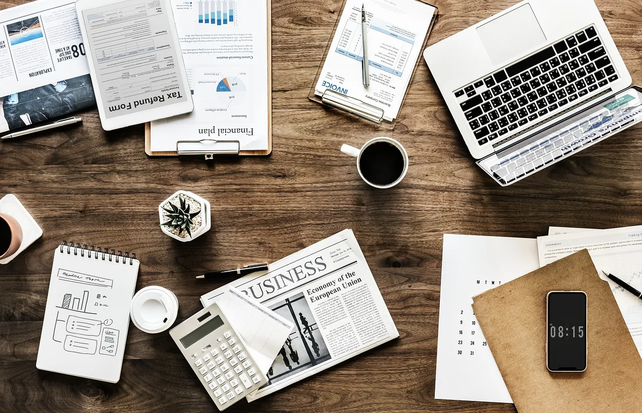 desk, work, business, office, finance, documents, analysis, application, brainstorming, computer, flatlay, information, laptop, marketing, notebook, objects, planning, startup, wooden table, workplace, workspace, business, business, business, business, business, finance. Managing Irregular Creator Income with a Simple Cash Buffer