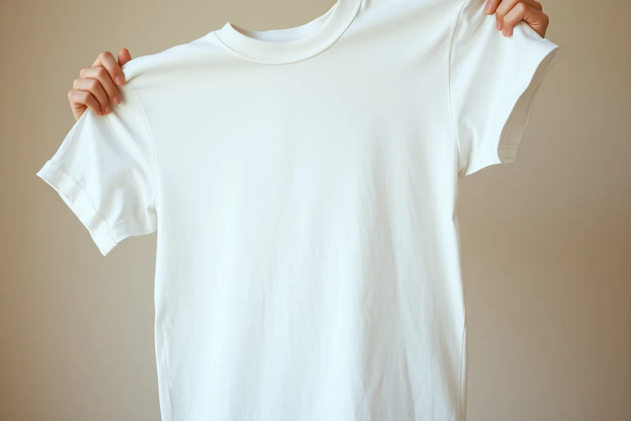 Washed blank t-shirt being checked for print cracking and color hold (Merchandise: a source-based guide for 2027, in plain terms)